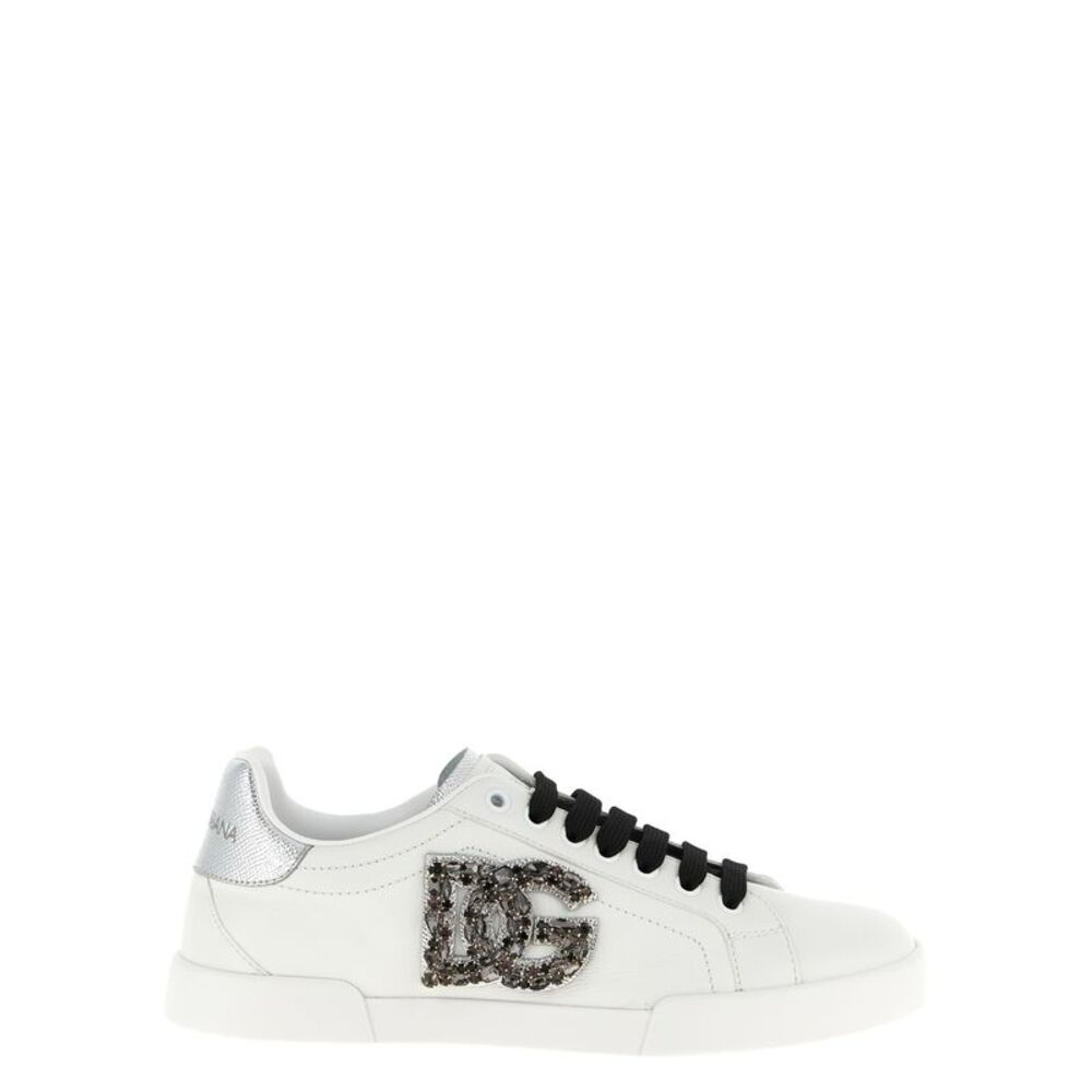 Dolce & Gabbana Silver Calfskin Low Top Women's Sneakers